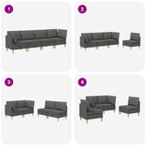 Modular Sofa Set with Storage 4 pcs Dark Grey Fabric - Extra Image