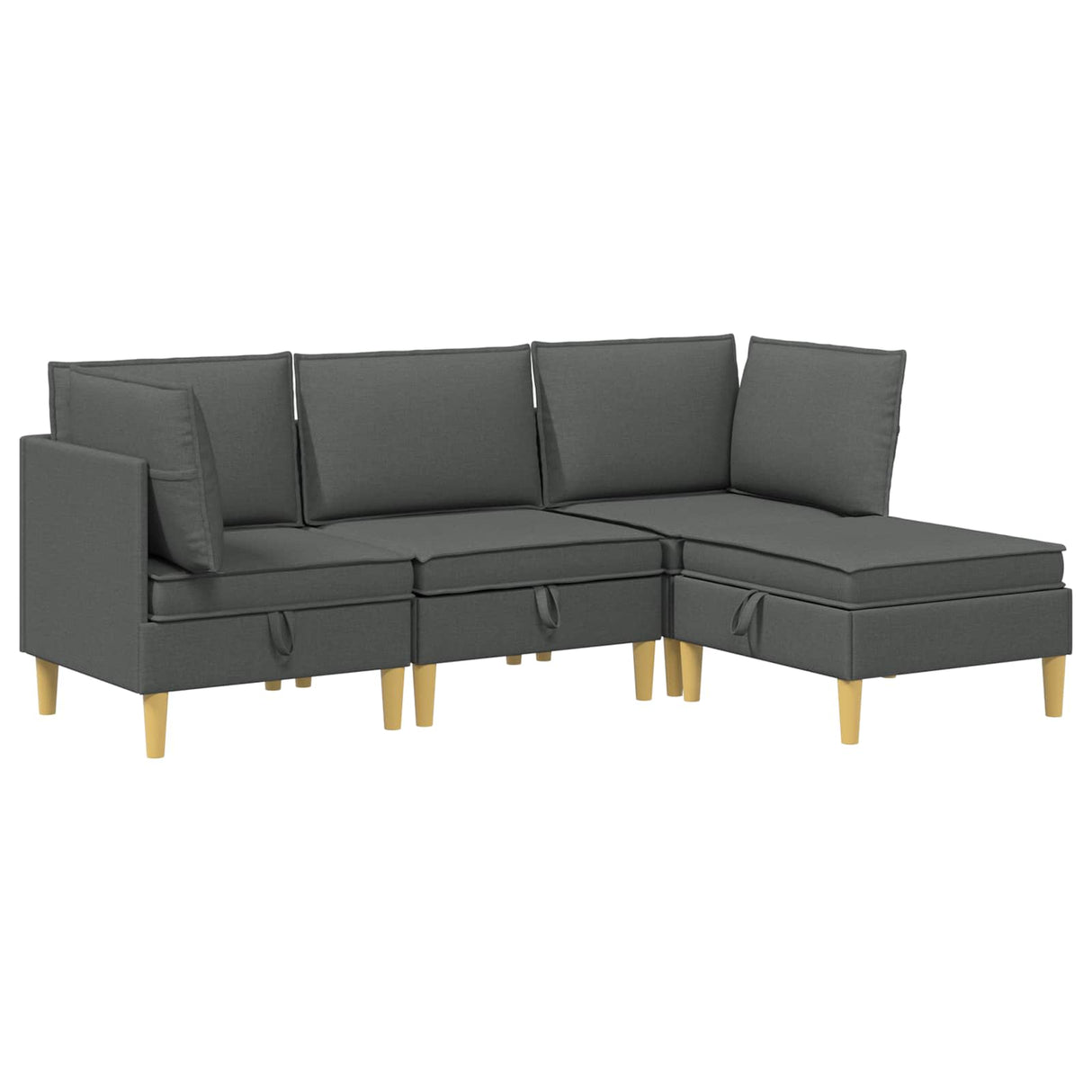 Modular Sofa Set with Storage 4 pcs Dark Grey Fabric