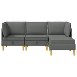 Modular Sofa Set with Storage 4 pcs Dark Grey Fabric