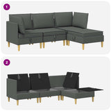Modular Sofa Set with Storage 4 pcs Dark Grey Fabric - Extra Image