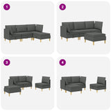 Modular Sofa Set with Storage 4 pcs Dark Grey Fabric - Extra Image