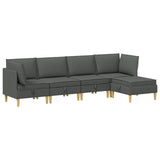 Modular Sofa Set with Storage 5 pcs Dark Grey Fabric - Front View