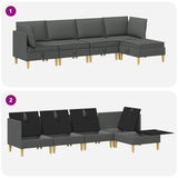 Modular Sofa Set with Storage 5 pcs Dark Grey Fabric - Low Angle