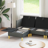 Modular Sofa Set with Storage 6 pcs Dark Grey Fabric - Side View