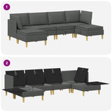 Modular Sofa Set with Storage 6 pcs Dark Grey Fabric - Low Angle