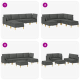 Modular Sofa Set with Storage 6 pcs Dark Grey Fabric - Extra Image