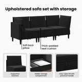 Living Room Furniture Set with Cushion 3 pcs Black Velvet - Extra Image