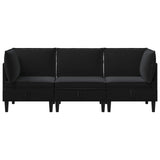 Living Room Furniture Set with Cushion 3 pcs Black Velvet
