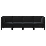 Living Room Furniture Set with Cushion 4 pcs Black Velvet - Close-Up Angle