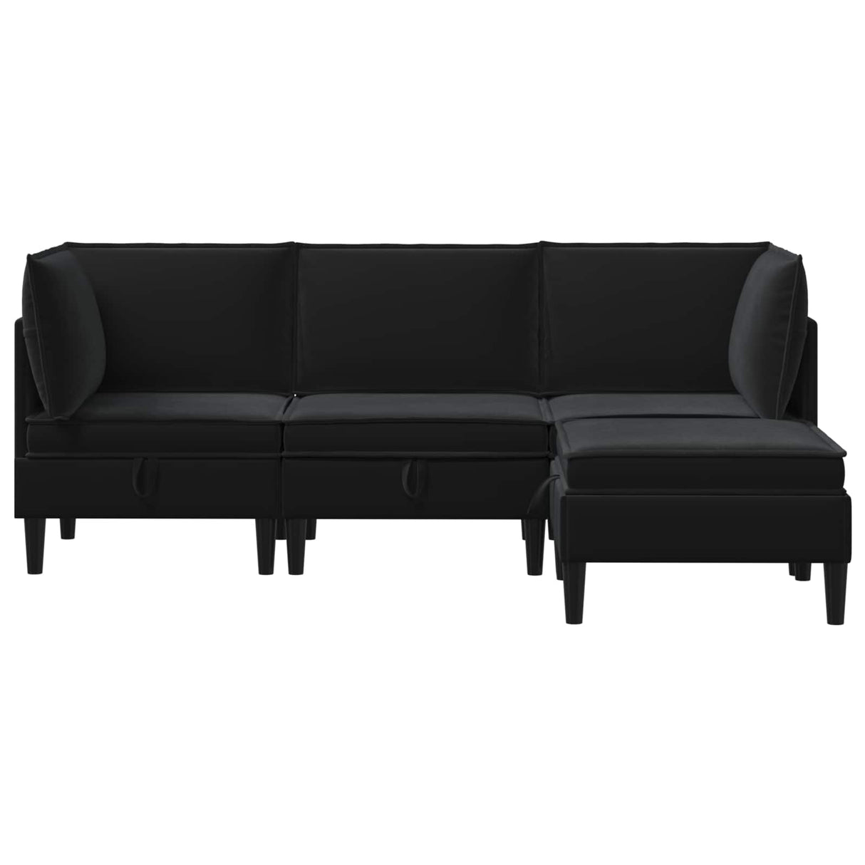 Living Room Furniture Set with Cushion 4 pcs Black Velvet
