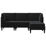 Living Room Furniture Set with Cushion 4 pcs Black Velvet - Low Angle