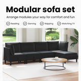 Living Room Furniture Set with Cushion 5 pcs Black Velvet
