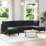 Living Room Furniture Set 6 pcs Black Velvet