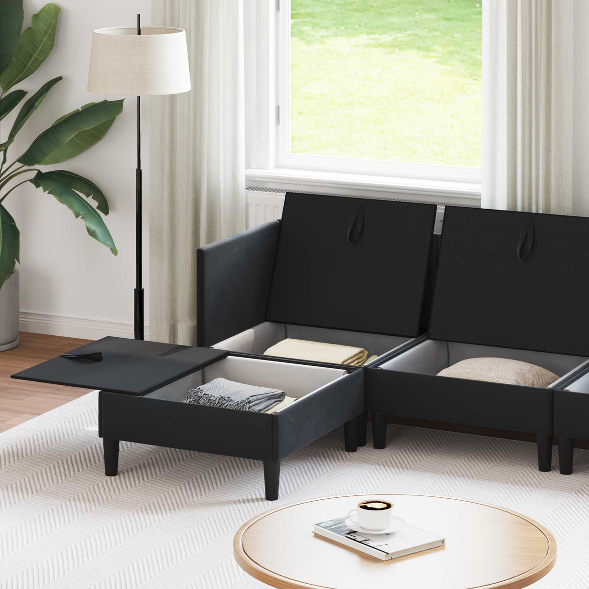 Living Room Furniture Set 6 pcs Black Velvet
