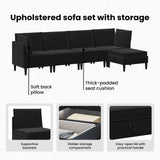 Living Room Furniture Set with Cushion 6 pcs Black Velvet