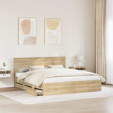 Bed Frame with Drawer Sonoma Oak 180 x 200 cm Engineered Wood - Side View