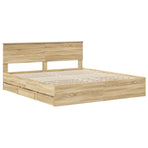 Bed Frame with Drawer Sonoma Oak 180 x 200 cm Engineered Wood