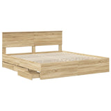 Bed Frame with Drawer Sonoma Oak 180 x 200 cm Engineered Wood - 45-Degree Angle