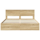Bed Frame with Drawer Sonoma Oak 180 x 200 cm Engineered Wood - Low Angle