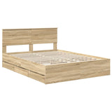 Bed Frame with Drawer Sonoma Oak 150 x 200 cm Engineered Wood