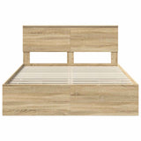 Bed Frame with Drawer Sonoma Oak 135 x 190 cm Engineered Wood - Low Angle