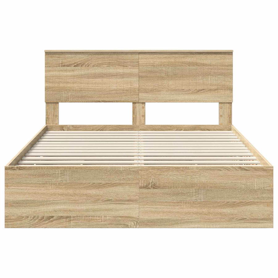 Bed Frame with Drawer Sonoma Oak 135 x 190 cm Engineered Wood