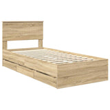 Bed Frame with Drawer Sonoma Oak 90 x 190 cm Engineered Wood