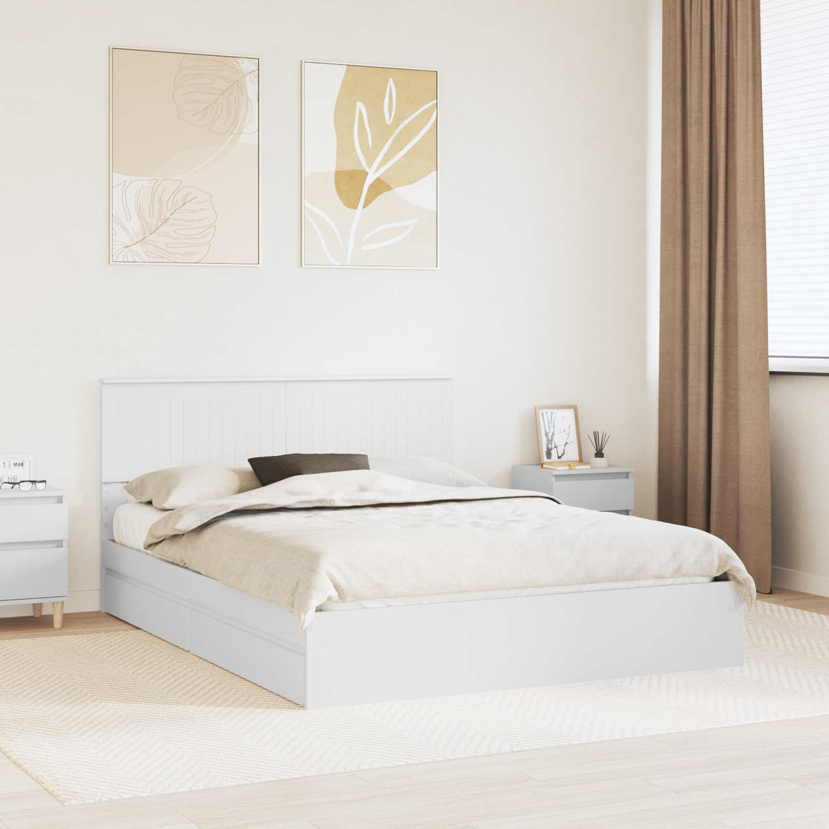 Storage Bed with Drawer White 150 x 200 cm Engineered Wood