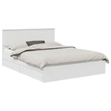 Bed Frame with Drawer Manual White 150 x 200 cm Engineered Wood - Front View