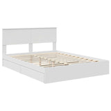 Storage Bed with Headboard White 150 x 200 cm Engineered Wood