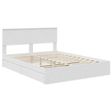 Bed Frame with Drawer Manual White 150 x 200 cm Engineered Wood - Top-Down View