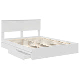 Bed Frame with Drawer Manual White 150 x 200 cm Engineered Wood - 45-Degree Angle