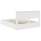 Bed Frame with Drawer Manual White 150 x 200 cm Engineered Wood - Extra Image