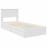 Storage Bed with Headboard White 90 x 190 cm Engineered Wood - Top-Down View