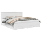 Bed Frame with Drawer White 180 x 200 cm Engineered Wood