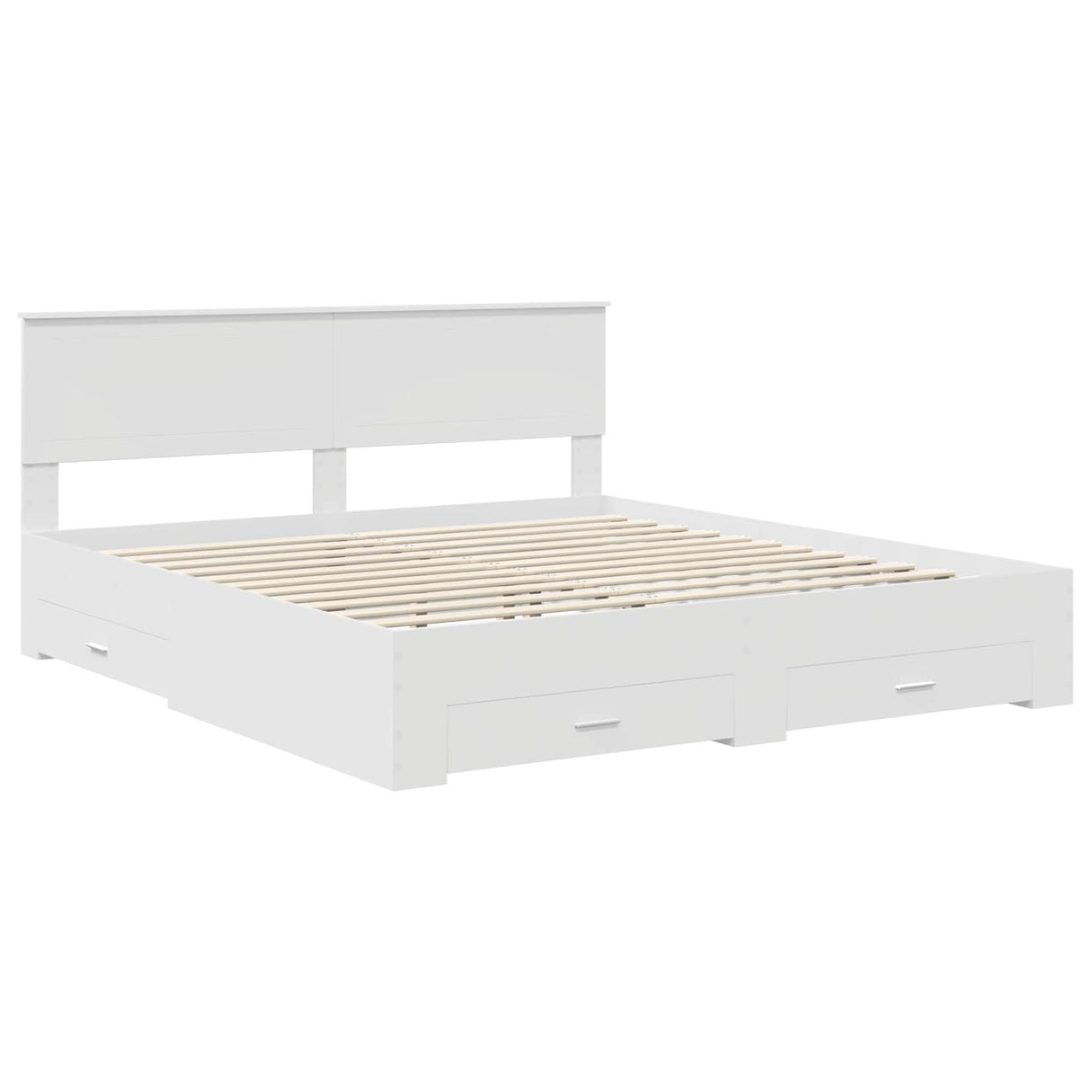 Bed Frame with Drawer White 180 x 200 cm Engineered Wood