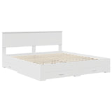 Bed Frame with Drawer White 180 x 200 cm Engineered Wood - Top-Down View