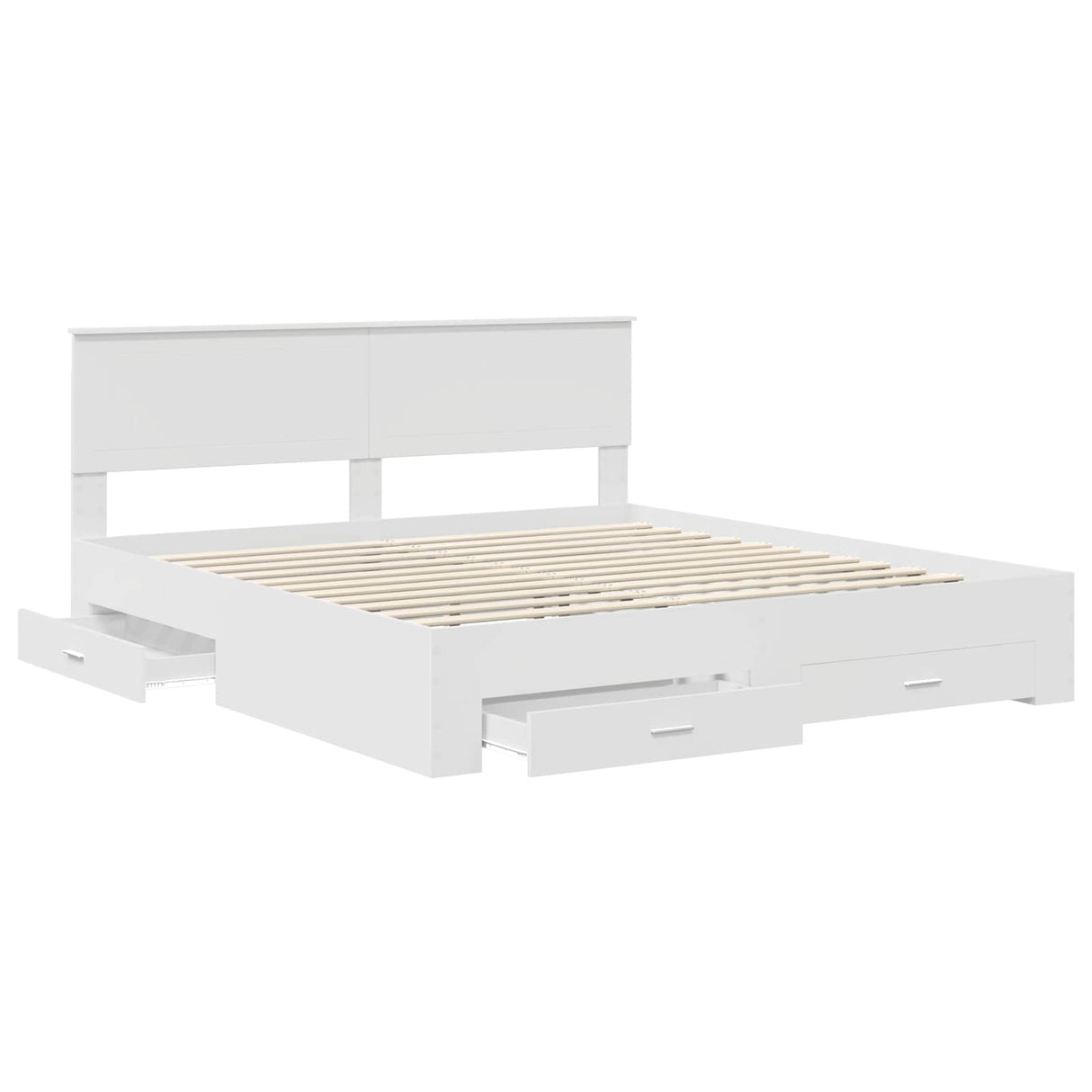 Bed Frame with Drawer White 180 x 200 cm Engineered Wood