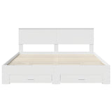 Bed Frame with Drawer White 180 x 200 cm Engineered Wood - Low Angle