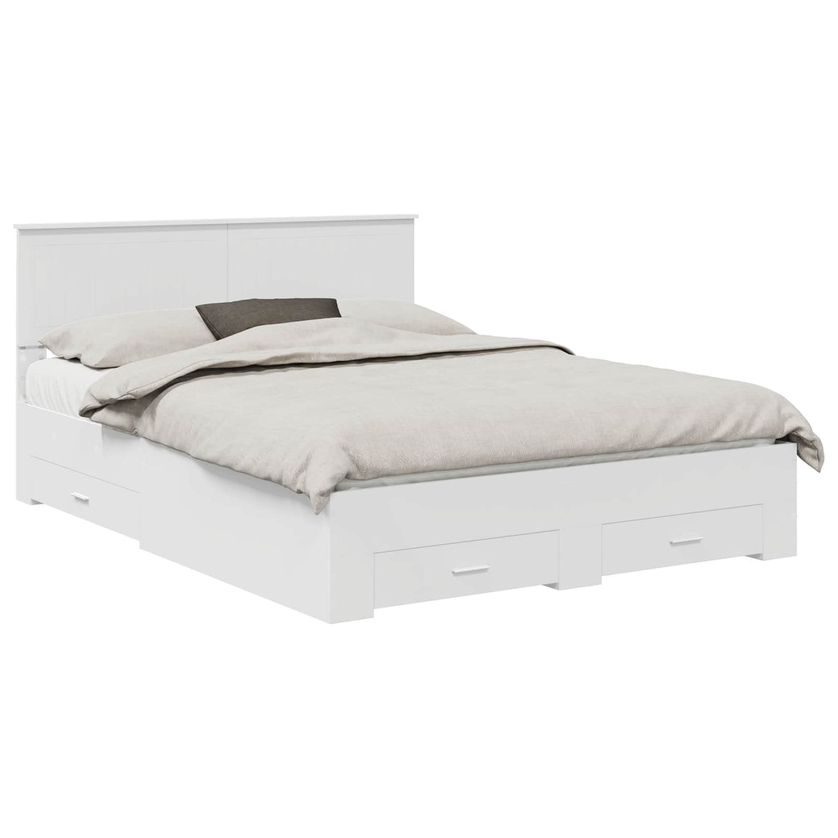 Bed Frame with Drawer White 150 x 200 cm Engineered Wood