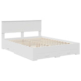 Bed Frame with Drawer White 150 x 200 cm Engineered Wood - Top-Down View