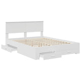 Bed Frame with Drawer White 150 x 200 cm Engineered Wood - 45-Degree Angle