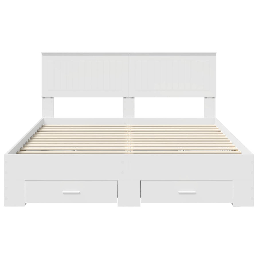 Bed Frame with Drawer White 150 x 200 cm Engineered Wood