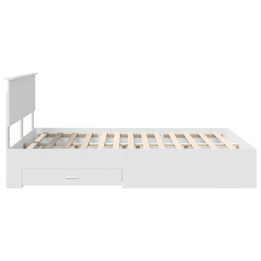 Bed Frame with Drawer White 150 x 200 cm Engineered Wood