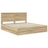 Bed Frame with Drawer Sonoma Oak 180 x 200 cm Engineered Wood - Top-Down View