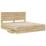 Bed Frame with Drawer Sonoma Oak 180 x 200 cm Engineered Wood - 45-Degree Angle