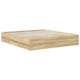 Bed Frame with Drawer Sonoma Oak 180 x 200 cm Engineered Wood - Rear View