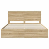 Bed Frame with Drawer Sonoma Oak 180 x 200 cm Engineered Wood - Low Angle