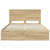 Bed Frame with Drawer Sonoma Oak 150 x 200 cm Engineered Wood - Low Angle