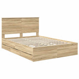 Bed Frame with Drawer Sonoma Oak 135 x 190 cm Engineered Wood - Top-Down View